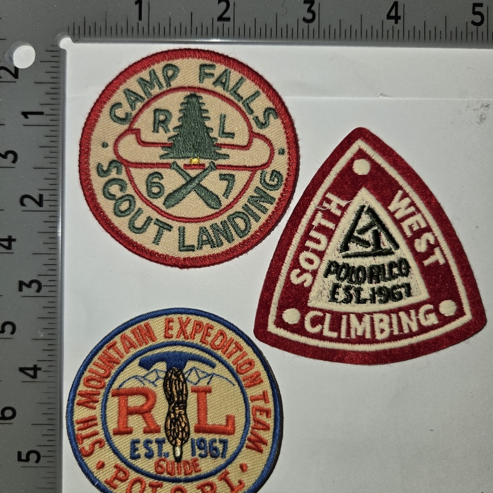 Polo Ralph Lauren Patches 3-lot Climbing Expedition Patch Set